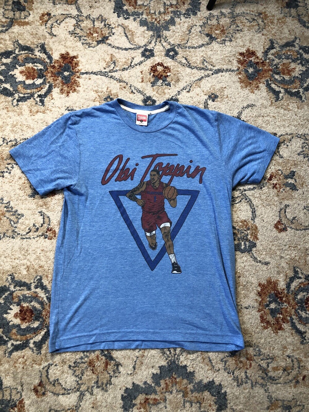 Dayton Flyers Obi Toppin T Shirt Blue Small USA Homage Cotton Blend